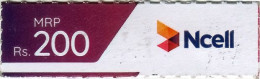 Nepal Ncell Rs.200 Mobile Mini Recharge Card Used - Nepal