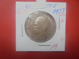 CUBA 50 CENTAVOS 1953 ARGENT (A.12) - Cuba