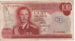 LUXEMBOURG  100 Francs  P56a  Dated 15.07.1970  " Grand Duke Jean  +  Adolphe Bridge At Back " - Luxembourg
