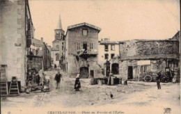 Delcampe - CHATEL-GUYON  PLACE DU MARCHE ET L'EGLISE - Châtel-Guyon