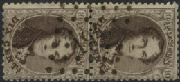 [O SUP] N° 14A, Paire Verticale Avec Obl Centrale Anormale 'LP194' Jamoigne (apposée 1 Seule Fois) - Coba +++60 €. Rare - 1863-1864 Medallions (13/16)
