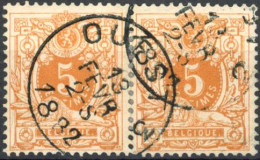 [O SUP] N° 28, Jolie Paire Avec Obl Centrale Ambulant 'Ouest 3', Coba +30 € - 1869-1883 Leopold II