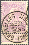 [O SUP] N° 67, Superbe Obl Centrale 'Bruxelles / Timbres-poste', Coba ++100€ Sur Cette Valeur. Rare - 1893-1900 Thin Beard