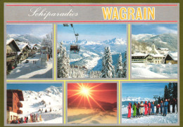 WAGRAIN, SKI RESORT, MOUNTAIN, CABLE CAR, SUNSET, CHURCH, TOWER, POSTCARD, AUSTRIA - Wagrain