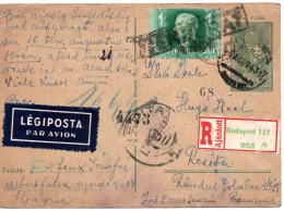73826 - Ungarn - 1943 - 8f Adler GAKte M ZusFrankatur Als R-LpKte BUDAPEST -> RESITA (Rumänien), M Rumän Zensur, Dt Text - Briefe U. Dokumente