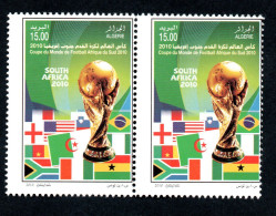 Delcampe - 2010 - Algeria - FIFA Football World Cup- South Africa- Soccer- Football -  Flags - Trophy - Pair - 1v.MNH** - 2010 – Zuid-Afrika