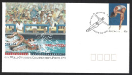 Delcampe - Stationery Chart The 6th World Swimming Championships In Perth, Australia 1991. Breaststroke. Jump. Zwemmen. Baden. - Natation