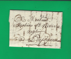 1815 De Beziers « 33 BEZIERS » Hérault LAC Signée Pour Perpignan Pyrénées Orientales - 1801-1848: Vorläufer XIX