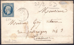 FRANCE PRESIDENCE N° 10 SUR LETTRE AVEC PC 2071 LOMBEZ GERS + CAD DU 22/02/1853 - 1852 Louis-Napoleon