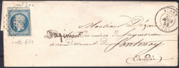 FRANCE N° 10 SUR LETTRE AVEC PC 2273 NIORT DEUX SEVRES + CAD DU 20/08/1853 - 1852 Louis-Napoleon