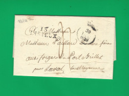 1829 LAC Marque Postale 13 LISIEUX Calvados Pour  Paillard Duclere Père Forges De Port Brillet Laval Mayenne - 1801-1848: Vorläufer XIX