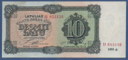 LATVIA - P.25a - 10 Latu 1933 XF, S/n: See Photos - Latvia