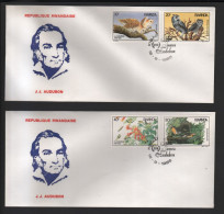 BUZIN / RWANDA 1985 / 2 FDC OFFICIELS / ANNIVERSAIRE DE LA NAISSANCE DE AUDUBON /  COB 1245 à 1248 / VOIR REMARQUE - 1980-1989