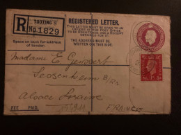 LR EP 4 1/2 + TP 1D Pour La FRANCE TP ONE PENNY OBL.22 NOV 38 TOOTING + Arrivée OBL. HEXAGONALE SESSENHEIM BAS-RHIN (67) - Covers & Documents