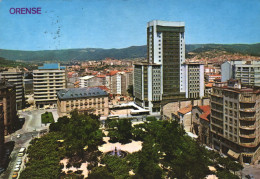 ORENSE, PARK, FOUNTAIN, CARS, TOWER BUILDING, LANDSCAPE, POSTCARD, SPAIN - Orense