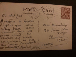CP LONDON Pour La FRANCE TP 1 1/2 OBL.MEC.20 AUG 1933 SEVENOAKS - Covers & Documents