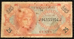 USA MPC 25 Cents Military Payment Series 641 VF Banknote Note 1964 Using In Vietnam Viet Nam - Plate # 16 / 2 Photos - 1965-1968 - Series 641