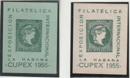 CUBA - 2 Vignettes Exposition Philatélique à La Habana "Cupex 1955" - Andere & Zonder Classificatie