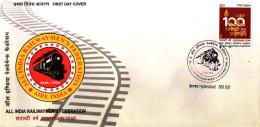 Delcampe - INDIA 2024 100TH ANNIVERSARY OF ALL INDIA RAILWAYMEN'S FEDERATION OFFICIAL FIRST DAY COVER FDC USED - FDC