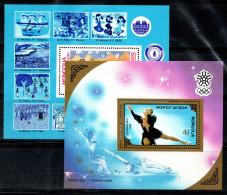 Delcampe - Mongolie 1988 Mi. Bl. 132-133 Bloc Feuillet 100% Neuf ** Ski De Fond Pour Enfants, Jeux Olympiques - Mongolei
