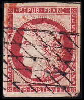 O EMISSION CERES 1849 - O - N°6 - 1F Carmin - Obl. Grille Sans Fin - Signé A. Brun - TB/SUP - 1849-1850 Ceres