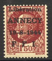 Delcampe - ** LIBERATION (Réf. MAYER) - ** - Annecy - N°1 - 1F50 Brun Rouge - TB - Liberazione