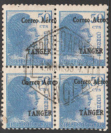 O MAROC - BUREAU ESPAGNOLS - O - PA - N°23A - 50c Bleu - Bloc De 4  - Rousseur - Spanish Morocco