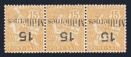 ** PORT SAÏD - ** - N°64a - 15 M. S/15c - Bde De 3 - Surch. Renversée - Signé Calves - TB - Other & Unclassified