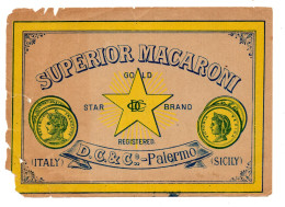 29647 "SUPERIOR MACCARONI-D.C.&C.-PALERMO(GIOVANNI DI COLA)-SICILIA-ETICHETTA PER L'ESTERO"(3) - Autres & Non Classés