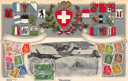 LES VERRIÈRES (NE) Carte Philatélique - Ecussons Cantons Suisses En Relief - Ed. H. Guggenheim & Co - Les Verrières