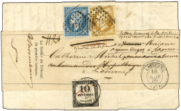 Delcampe - PC 1714 / N° 13 Type II + N° 14 Càd T 15 LIBOURNE (32) Sur Lettre Chargée Adressée Sous Bande Localement, Réexpédiée Loc - 1859-1959 Storia Postale