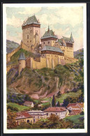 Künstler-AK Camil Vladislav Muttich: Karlstejn, Blick Zur Burg  - Muttich, C.V.