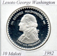 LESOTO 1982, 10 MALOTI, GEORGE WASHINGTON, AG, PROOF, 2 ESCANER - Lesotho