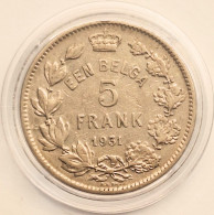BELGIUM - 5 Francs 1931, KM# 98 (#7019) - 5 Francs & 1 Belga