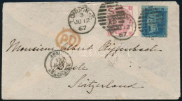 Nagy-Britannia 1867 Mi 17 + 23 Levéle "LONDON" - "BASEL" (Svájc) Szép és Ritka Darab (Mi EUR Ca. 150.-) - Other & Unclassified
