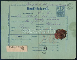 1877 Utánvételes Szállítólevél 5kr Díjjegyes Okmánybélyeggel, "BUDAPEST" - Pápa - Other & Unclassified