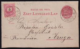1893 5kr Díjjegyes Zárt Levelezőlap 5kr Díjkiegészítéssel Budapestről Romániába Küldve - Other & Unclassified