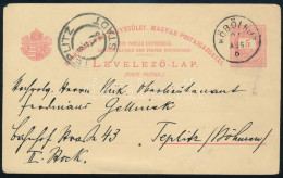 1895 5kr Díjjegyes Levelezőlap "KÖBÖLKÚT" - "TEPLITZ" - Other & Unclassified