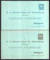 1897 2 Db Háromrészes Használatlan 2kr Rendőrségi Bejelentőlap, Kék és Barna Színű Kék Papíron - Other & Unclassified