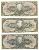 Brazília DN(1950) 5C + DN(1962) 5C + DN(1964) 5C T:UNC-AU, Sarokhajlás Brazil ND(1950) 5 Cruzeiros + ND(1962) 5 Cruzeiro - Unclassified