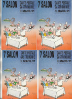 VENISSIEUX - LOT DE 4 CARTES 7 EME SALON CARTE POSTALE MARS 91 -  SIGNE DUBOUILLON - - Collector Fairs & Bourses