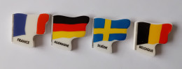 FEVE - FEVES -  "LES DRAPEAUX EUROPEENS" - LOT DE 4  - FRANCE. SUEDE. ALLEMAGNE. BELGIQUE - Countries