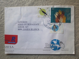 ARGENTINA, White Enveloppe Sent Belonging To "POYIN, Commercial Gastronomia" With A Beautiful Variety Of Stamps To Bahi - Gebraucht