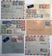 Delcampe - BATHURST 1947/48 Six Diff.! Air Mail Cover>Copenhagen F, Denmark Scarce "ANMELDT KH.F.DISTR." PMK (Gambia Elephant KGVI - Gambia (...-1964)