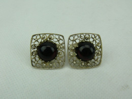 Beautiful Vintage Cufflinks Silver Plated Filigree #2468 - Cuff Links & Studs