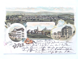 Gruss Aus USTER - Prächtige Litho 1900 - 4-bildrig, Farbig - Gest.: USTER 27.VII.00 - Verlag: H.Aeberli Papeterie, Uster - Uster
