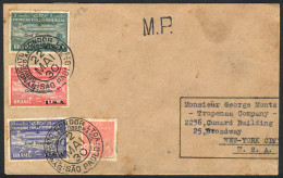BRAZIL: 22/MAY/1930 Sao Paulo - New York, Via ZEPPELIN: Cover Franked By Sc.4CL8/9/10 (complete Set, Scott Value In Used - Covers & Documents