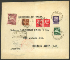 ITALY: 23/NO/1938 Milano To Buenos Aires, Airmail Cover That Contained Samples Without Value Sent By Germany DLH With La - Marcophilia