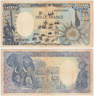 Chad 1000 Francs 1985 P10 "Elephant" (F+) #840# - Tchad