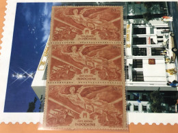 Indo-China Vietnam Stamps From French Colonial Vietnam From 1938 And 1945--80c  Sents - 3 Stamps -1 PCS 1 Block RARE VER - Autres & Non Classés